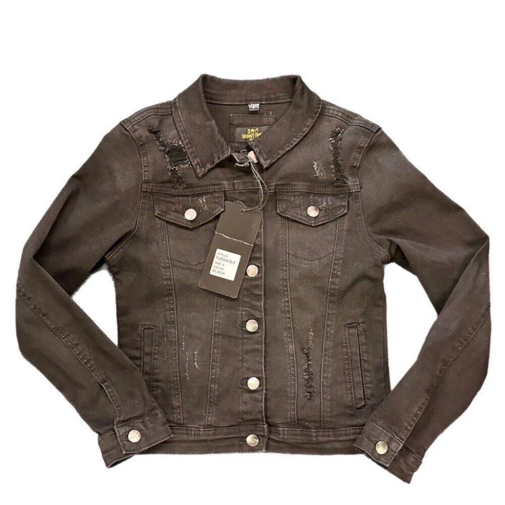 Skinny Fries Denim distressed jacket SIZE SMALL NWT!
